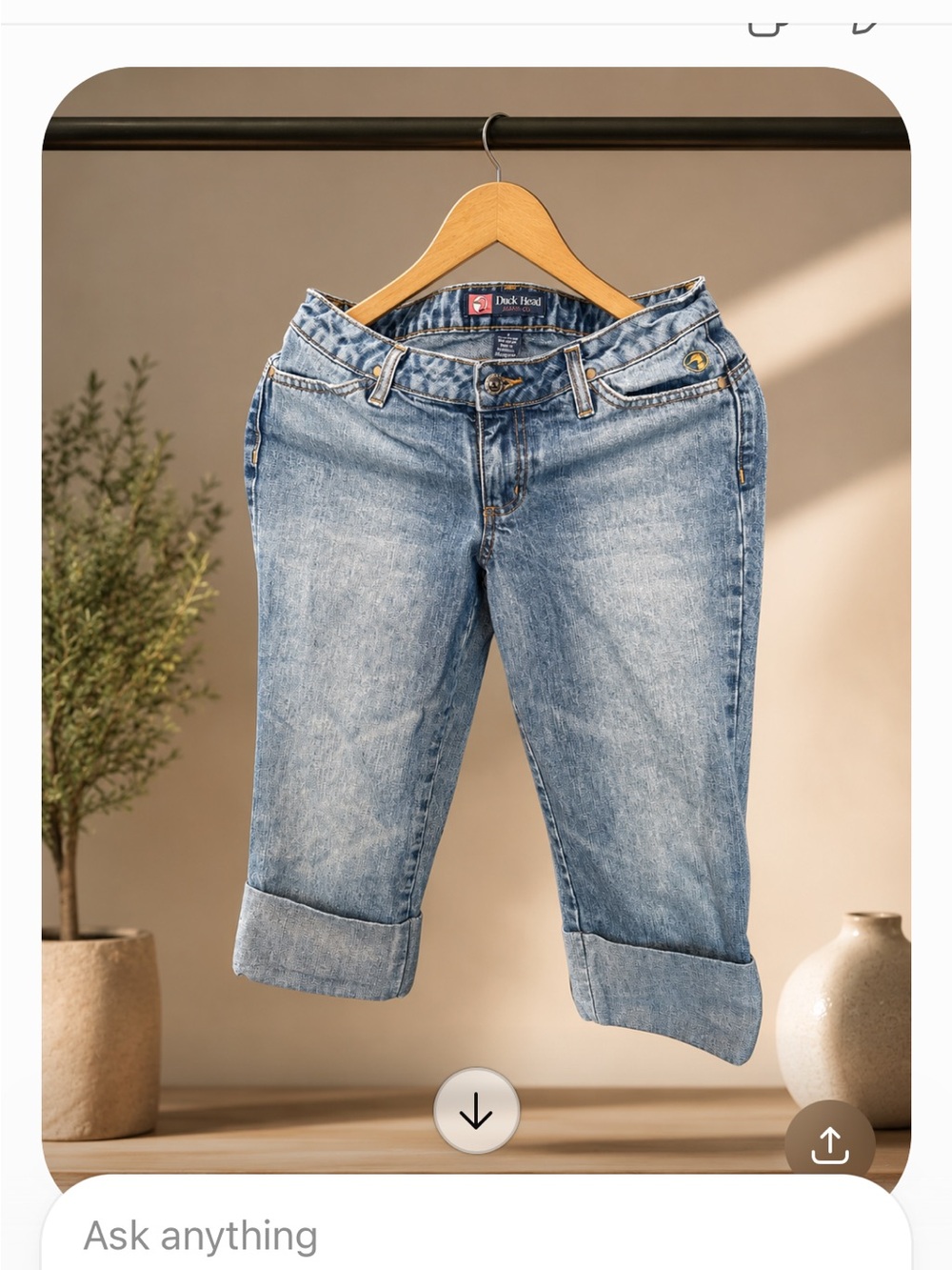 Duck Head Women’s Light Blue Cropped Rolled-Cuff Jeans